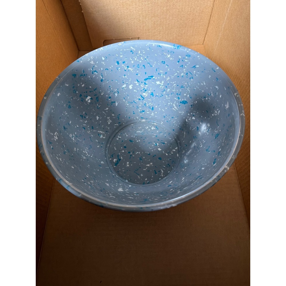 Rachael Ray Melamine Garbage Bowl Blue Speckled 10 Inch Non-Slip Prep Scrap Bowl